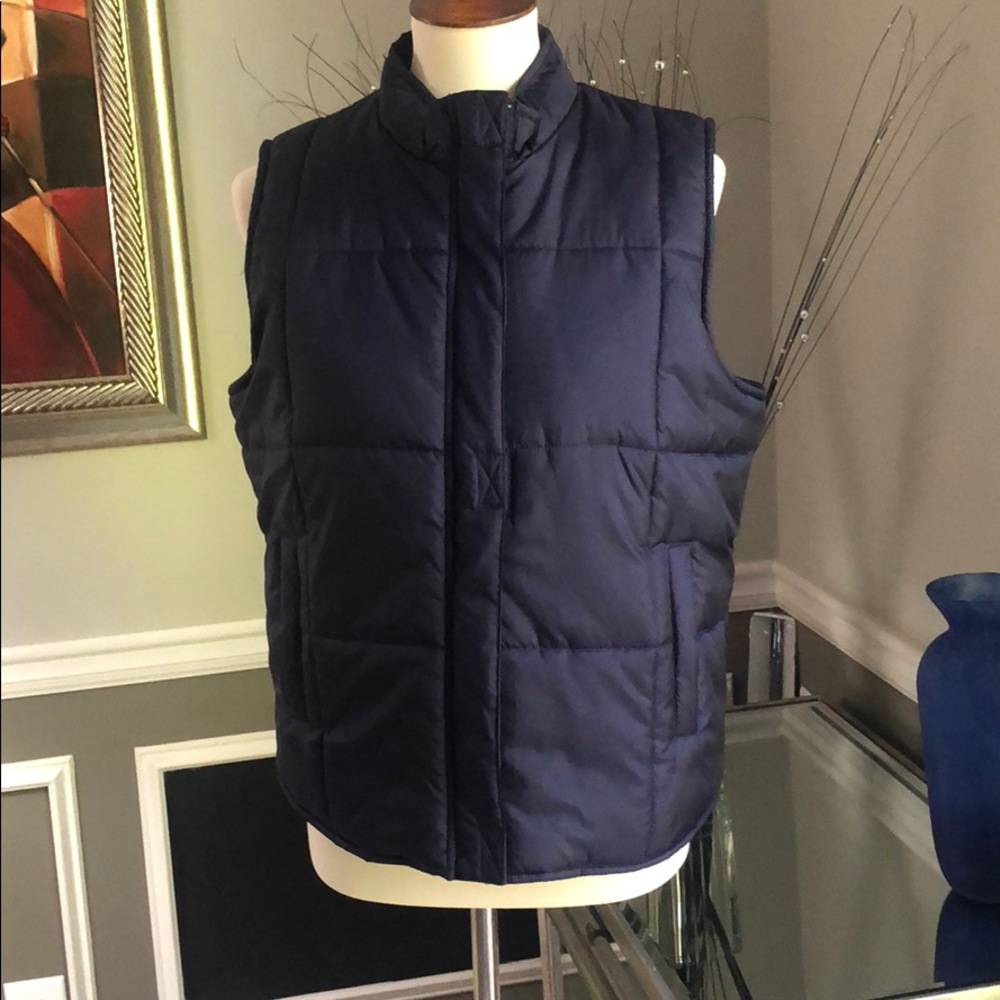 Blue fluffy vest.